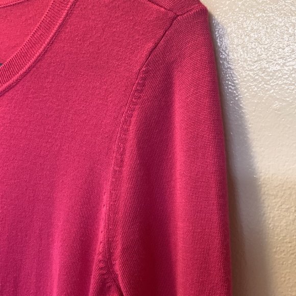Halogen Barbie Hot Pink Long Sleeve Button Down Soft Sweater Cardigan Size S - Picture 13 of 13
